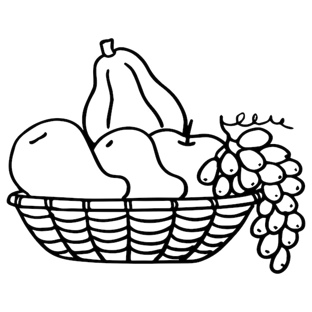 Coloriage De Corbeille De Fruits Pour Les Enfants, Illustration Vectorielle Eps Et Image