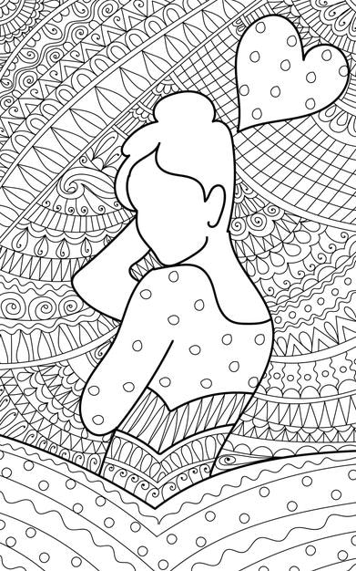Coloriage décoratif d'une femme avec un style de conception au henné