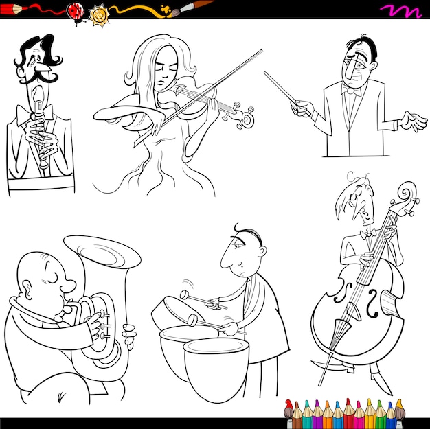 Coloriage De Dessin Animé De Musiciens