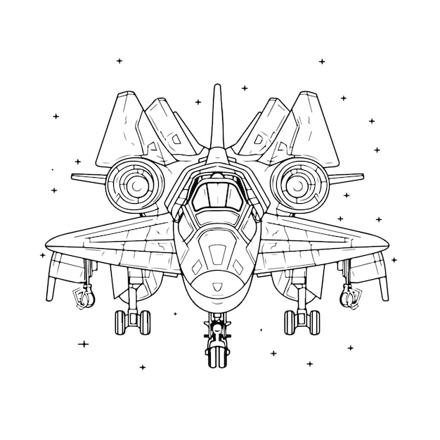 Vecteur coloriage dessin au trait avions jour