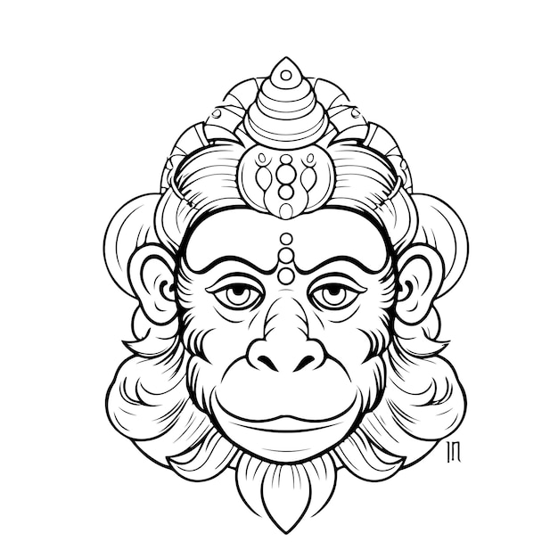 Coloriage Dessin Au Trait Happy Hanuman Jayanti Voeux Jour