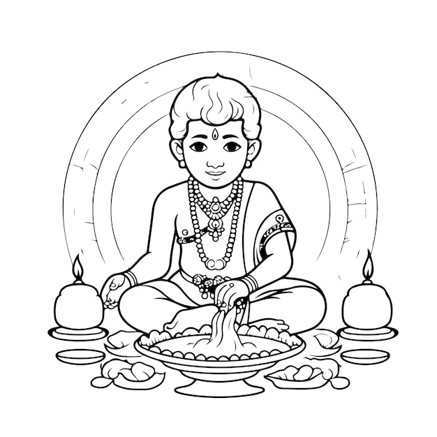 coloriage dessin au trait jour krishna janmashtami