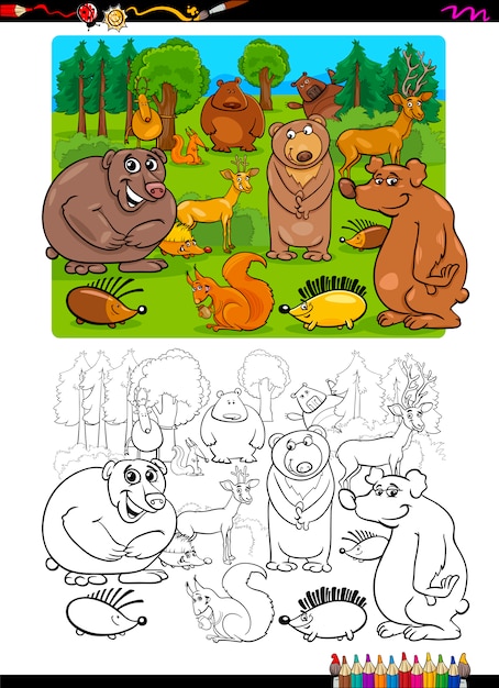 Vecteur coloriage du groupe des animaux