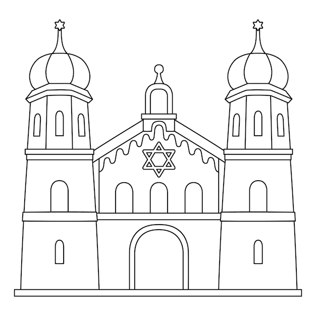Coloriage De L'église Juive De Hanukkah Isolée
