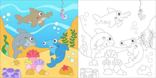 Coloriage De La Famille Des Requins