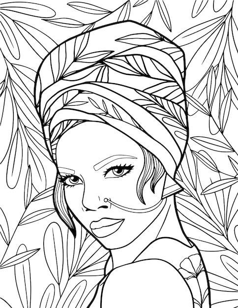 Vecteur coloriage de fille de beauté dessinée à la main