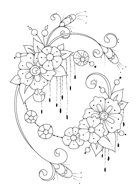 Coloriage Avec Des Fleurs Abstraites