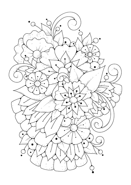 Coloriage Avec Des Fleurs Abstraites