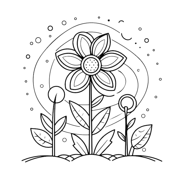 Vecteur coloriage de fleurs jour de dessin au trait