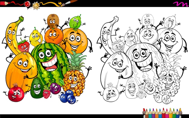 Coloriage De Fruits De Dessin Animé