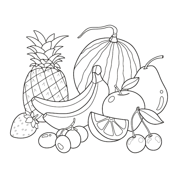 Vecteur coloriage de fruits