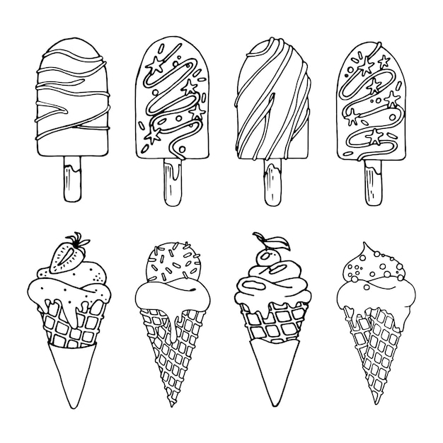 Coloriage avec des glaces de dessin animé