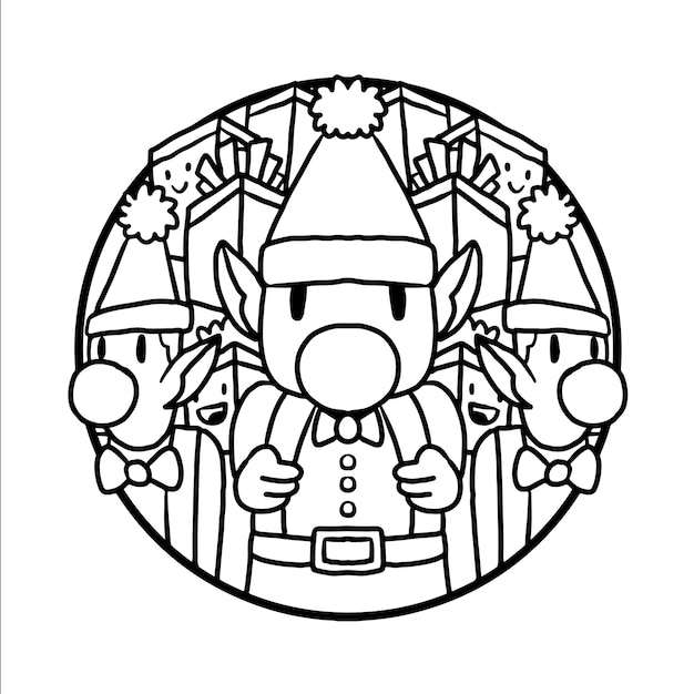 Coloriage Gnome Noël Doodle