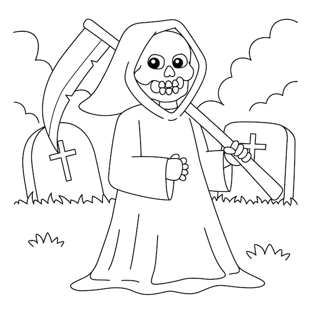 Coloriage Halloween Grim Reaper Pour Les Enfants