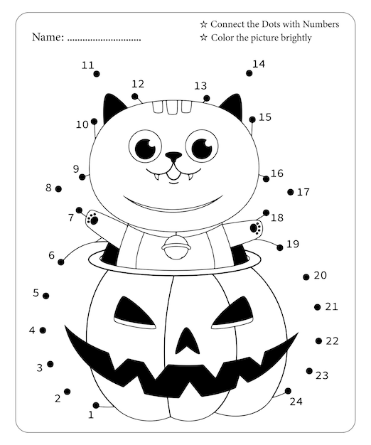 Coloriage Halloween Point à Point Pour Enfants Vecteur Premium