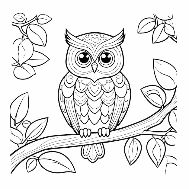 Un coloriage d'un hibou assis