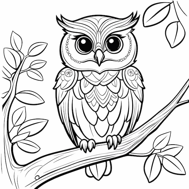 Un coloriage d'un hibou assis