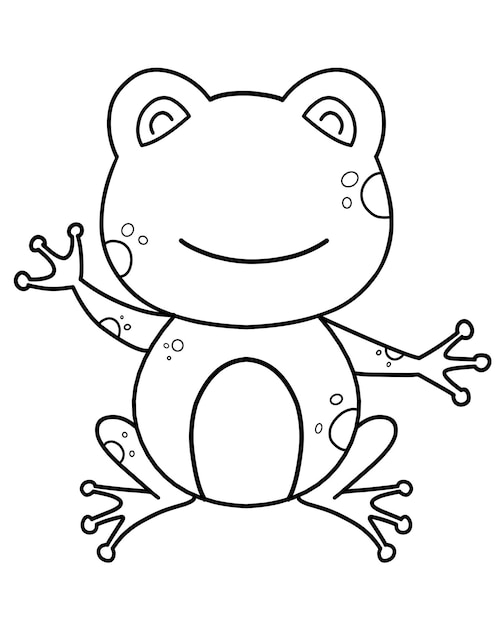 Coloriage Avec Illustration De Contour De Grenouille Dessinée à La Main