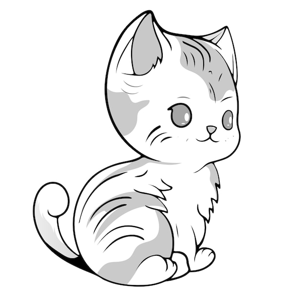 Coloriage imprimable Licorne de chat mignon ou coloriage de chat anime pour enfants enfants et adultes