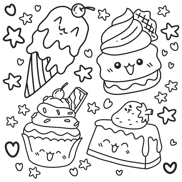 coloriage kawaii dessiné à la main