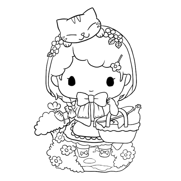 Coloriage Kawaii Personnage Dessin Animé Dessin Manga Anime Fille Mignon Pour Les Enfants