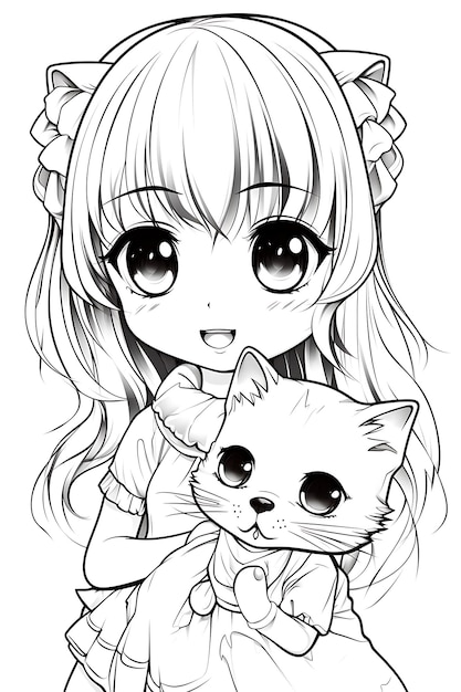 Vecteur coloriage kawaii