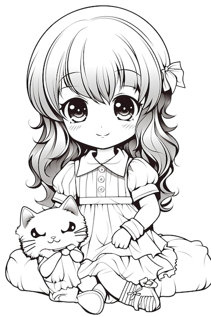 Vecteur coloriage kawaii