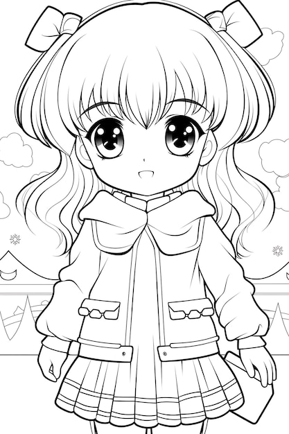 Vecteur coloriage kawaii