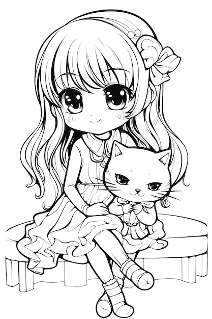 Vecteur coloriage kawaii