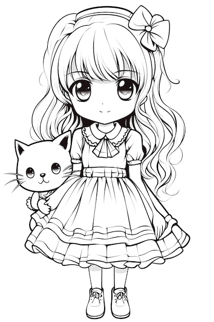 Vecteur coloriage kawaii