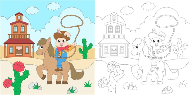 Coloriage Lapin Cowboy