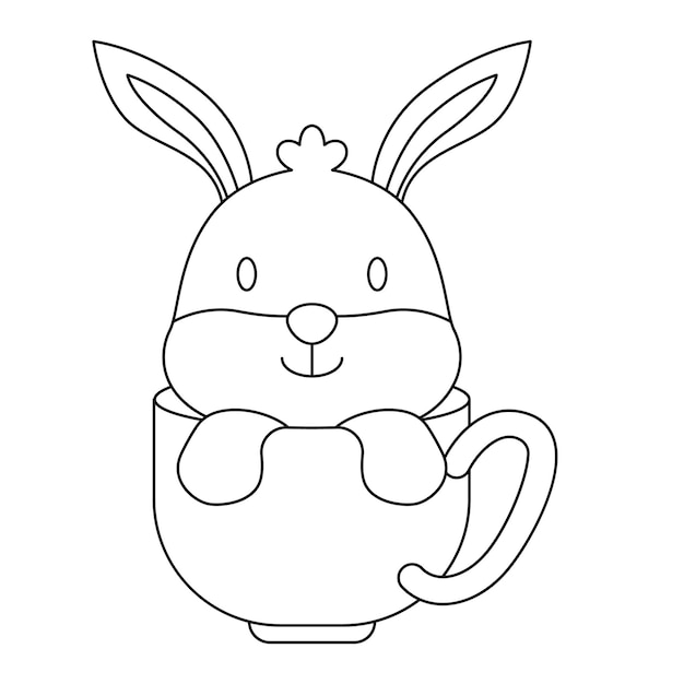 Vecteur coloriage lapin dans une tasse