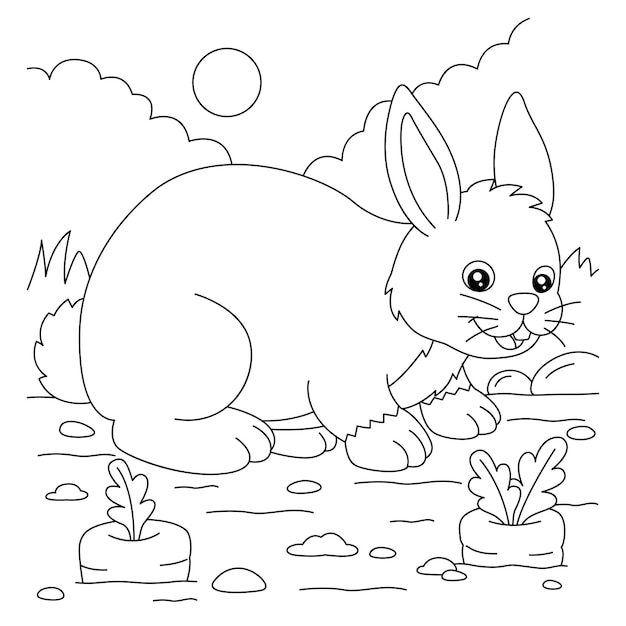 Coloriage De Lapin Pour Les Enfants Vecteur Premium