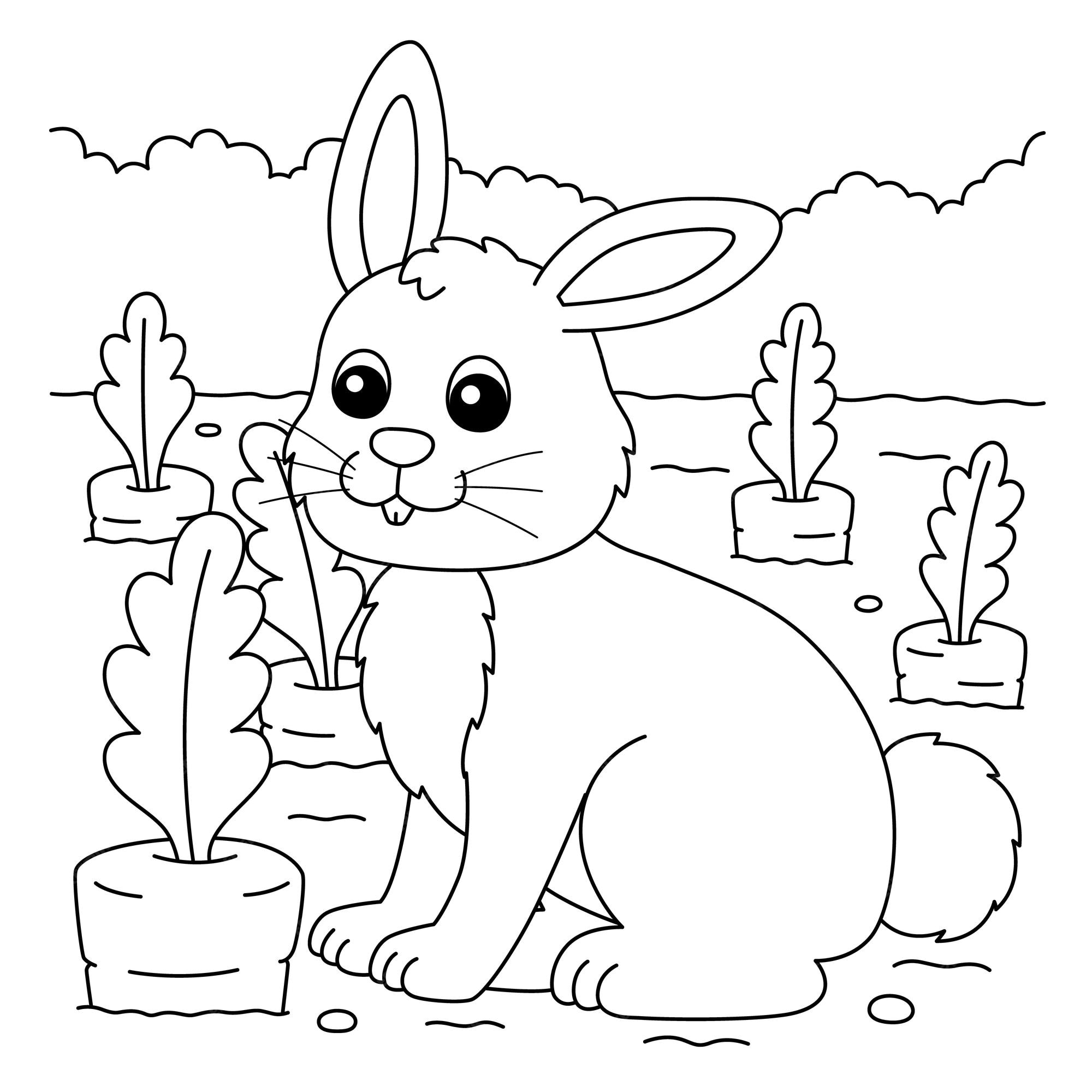 Coloriage De Lapin Pour Les Enfants Vecteur Premium