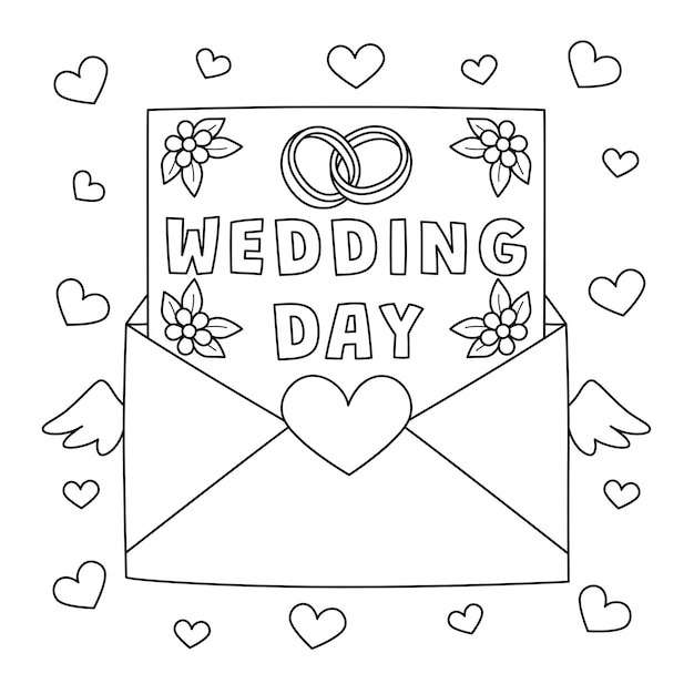 Coloriage Lettre Du Jour Du Mariage Pour Les Enfants