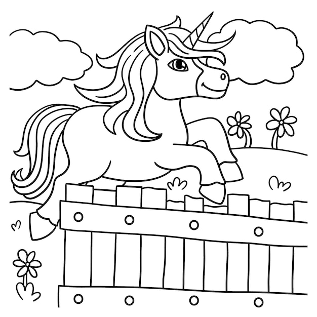 Coloriage Licorne Qui Saute Pour Les Enfants