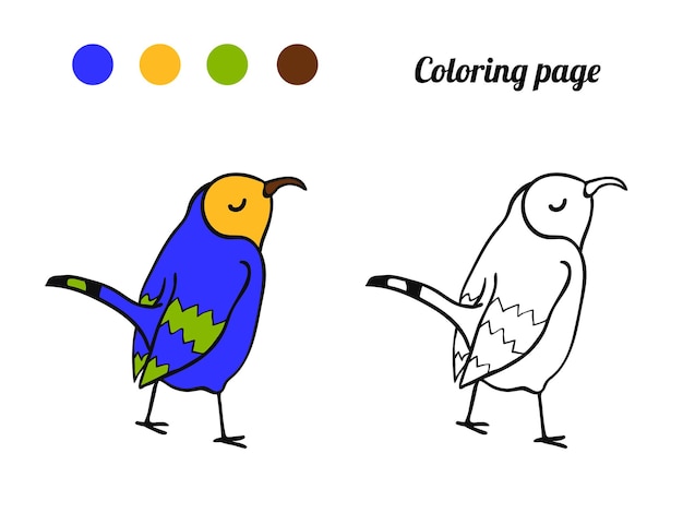 Coloriage ou livre avec illustration d'oiseau