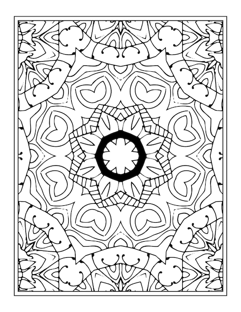 Vecteur coloriage de mandala adulte blanc noir dessiné à la main