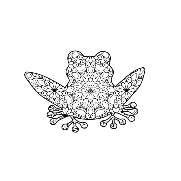 Vecteur coloriage mandala animaux grenouille