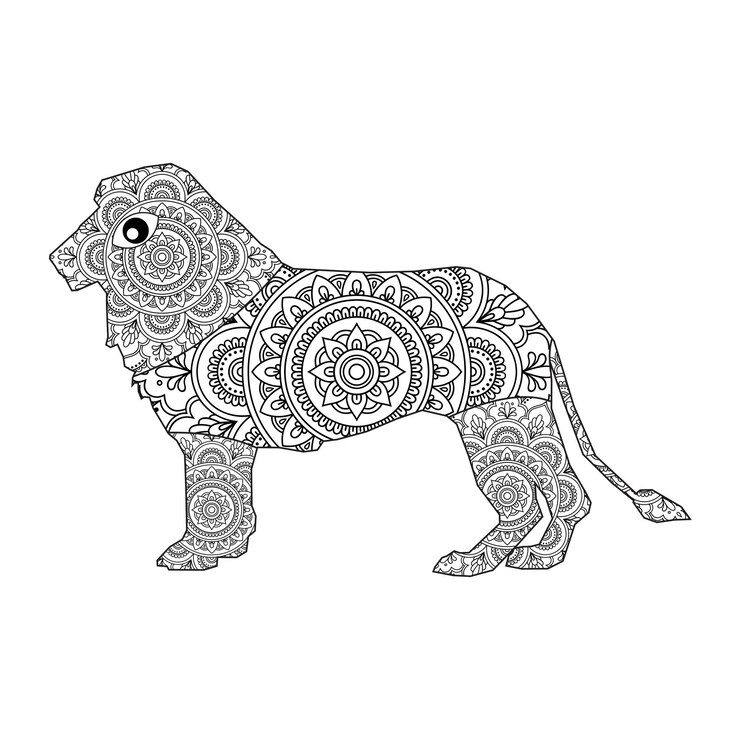 Vecteur coloriage de mandala d'animaux