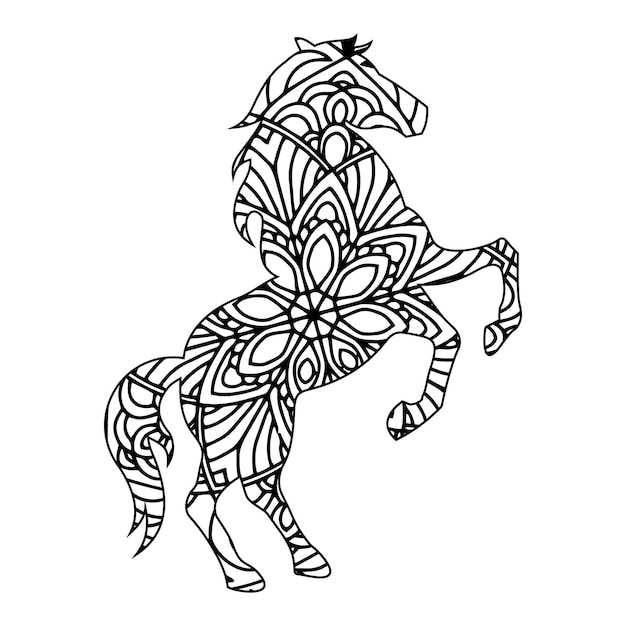 Vecteur coloriage mandala cheval pour les enfants