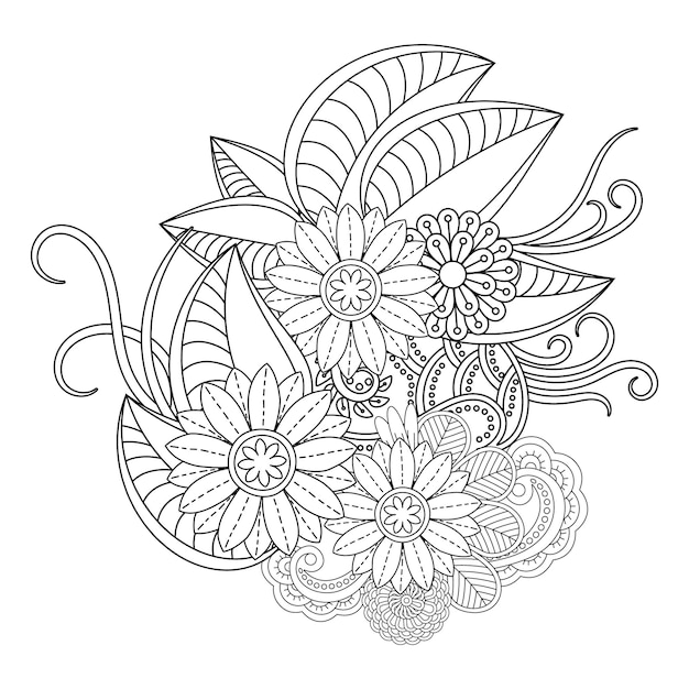 Coloriage De Mandala De Fleur Dessiné à La Main