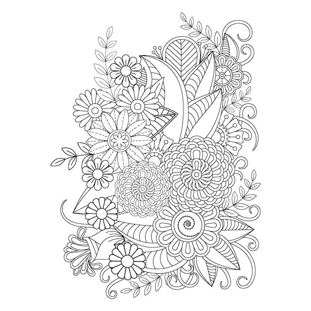 Coloriage De Mandala De Fleur Dessiné à La Main