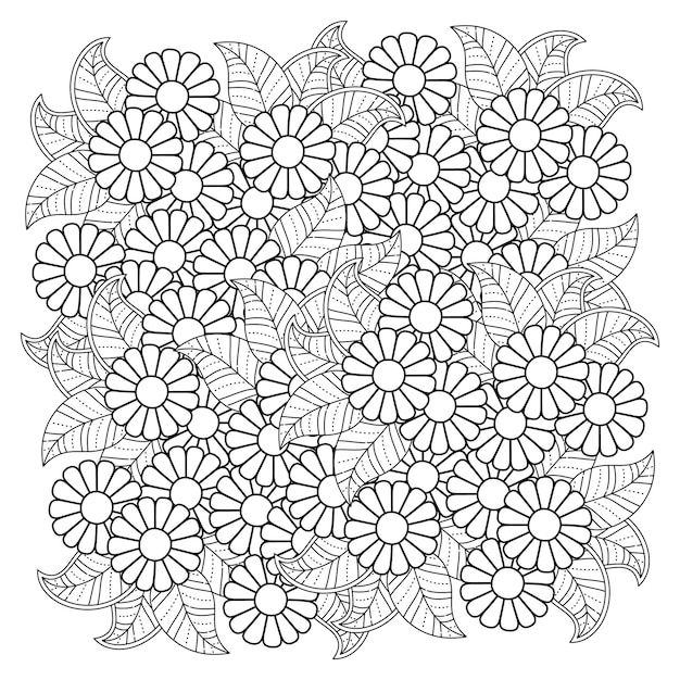 Coloriage De Mandala De Fleur Dessiné à La Main