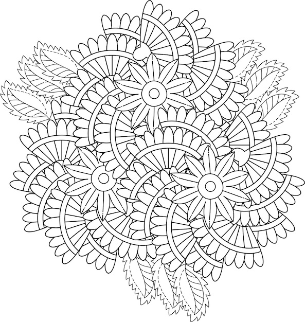 Vecteur coloriage mandala fleur