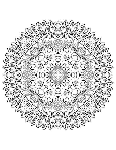 Coloriage De Mandala De Fleurs Livre De Coloriage Floral Pour Adultes Et Illustration De Fleurs Dessinées à La Main