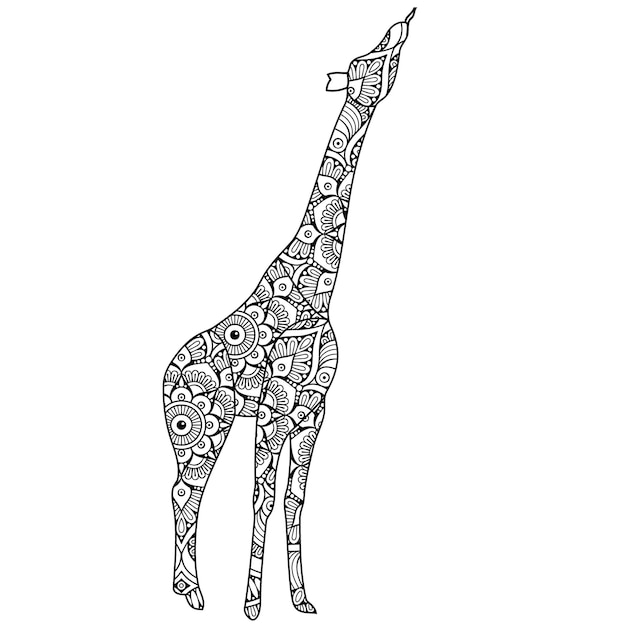 Vecteur coloriage mandala girafe pour les enfants