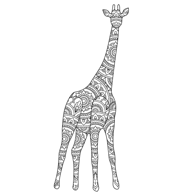 Vecteur coloriage mandala girafe pour les enfants