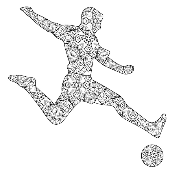 Coloriage - Mandala de joueur de football | Vecteur Premium