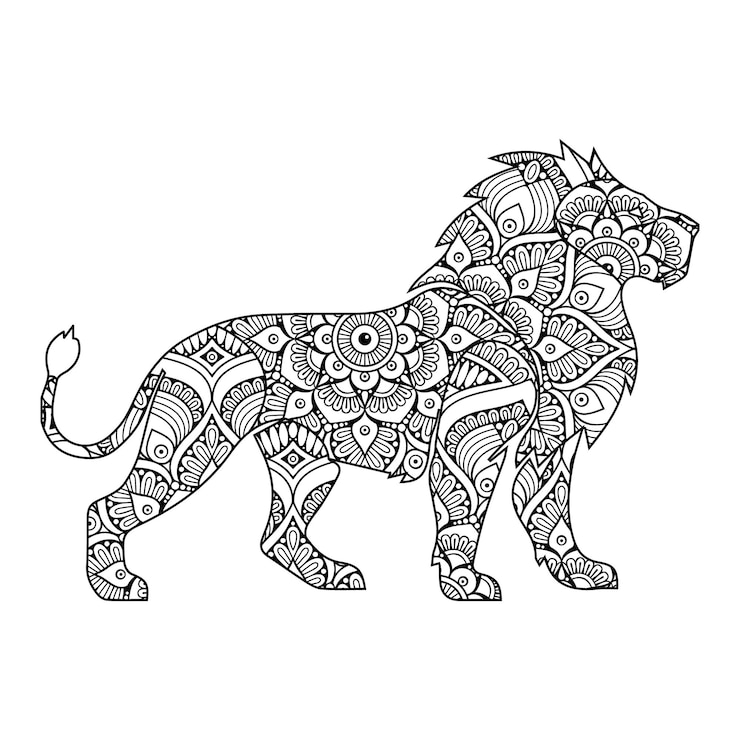 Vecteur coloriage mandala lion pour les enfants